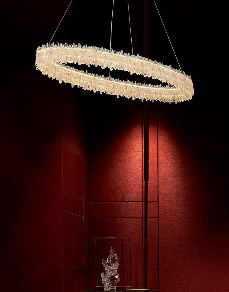 Natural Crystal Column Chandelier