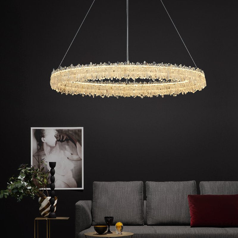 Natural Crystal Column Chandelier