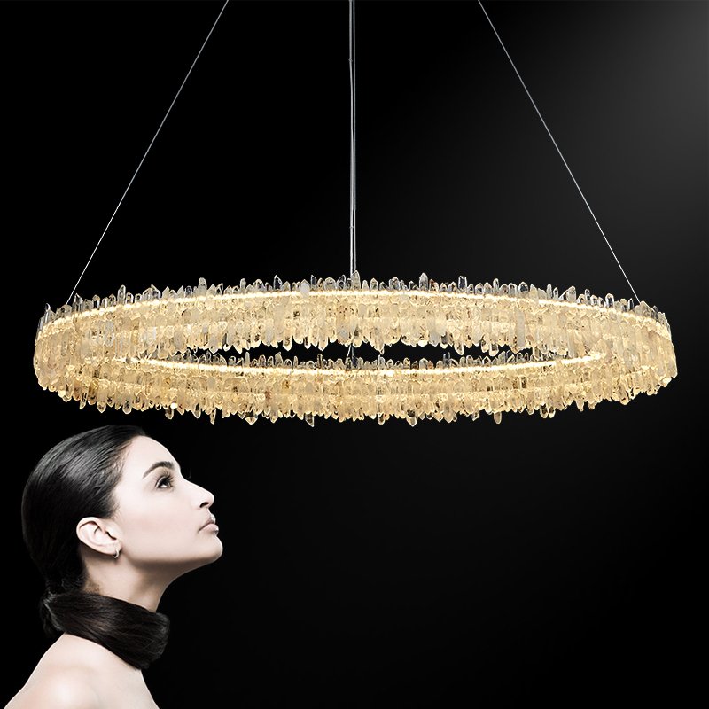 Natural Crystal Column Chandelier