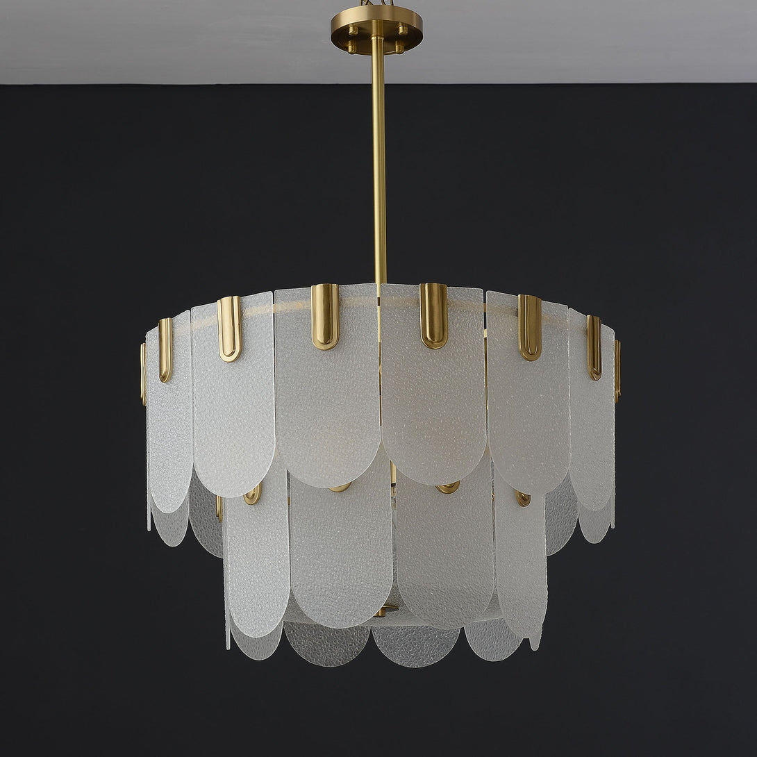 Diamond White Brass Glass Chandelier