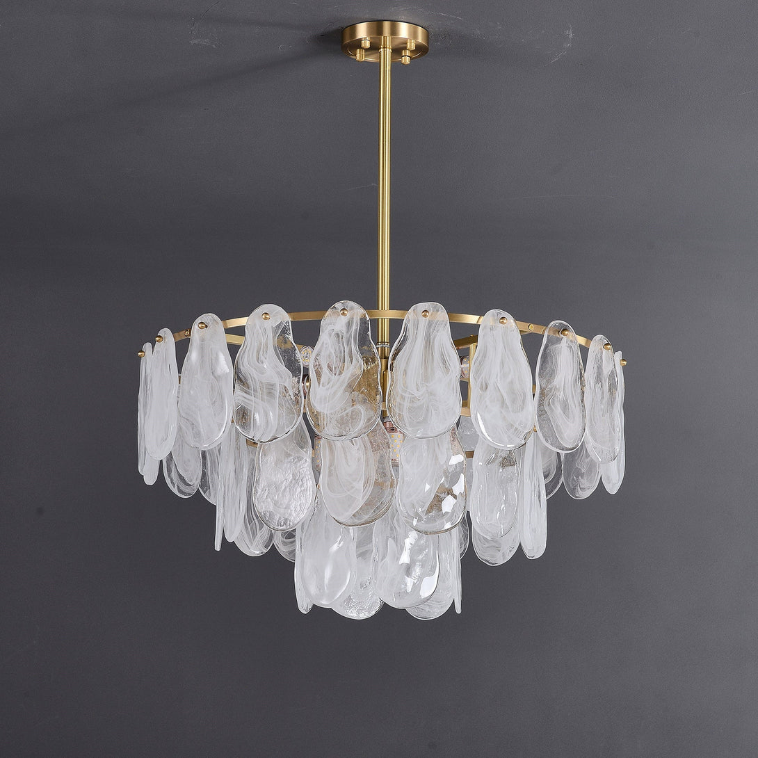 White Amber Round Chandelier