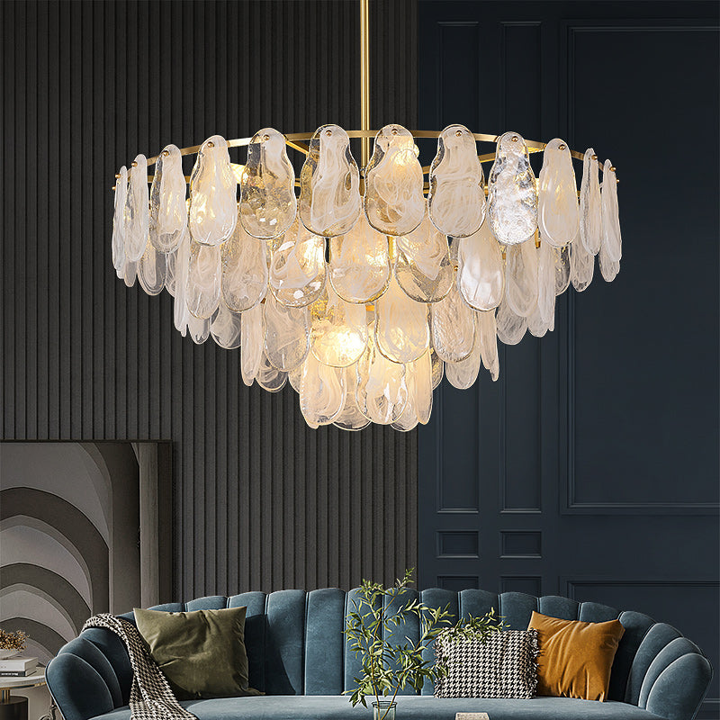 White Amber Round Chandelier