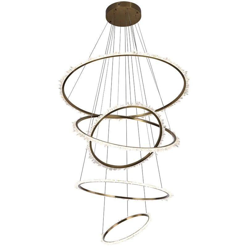 Rock Crystal Multi Rings Chandelier For Staircase