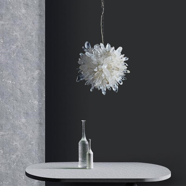 Rock Crystal Clear Geode Quartz Crystal Ball Modern Pendant Light