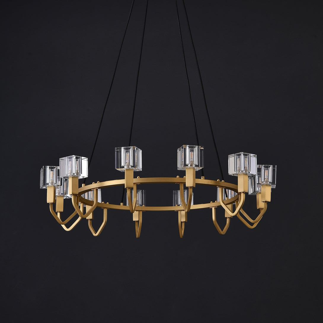 Round Cube Crystal Chandelier 12 Light