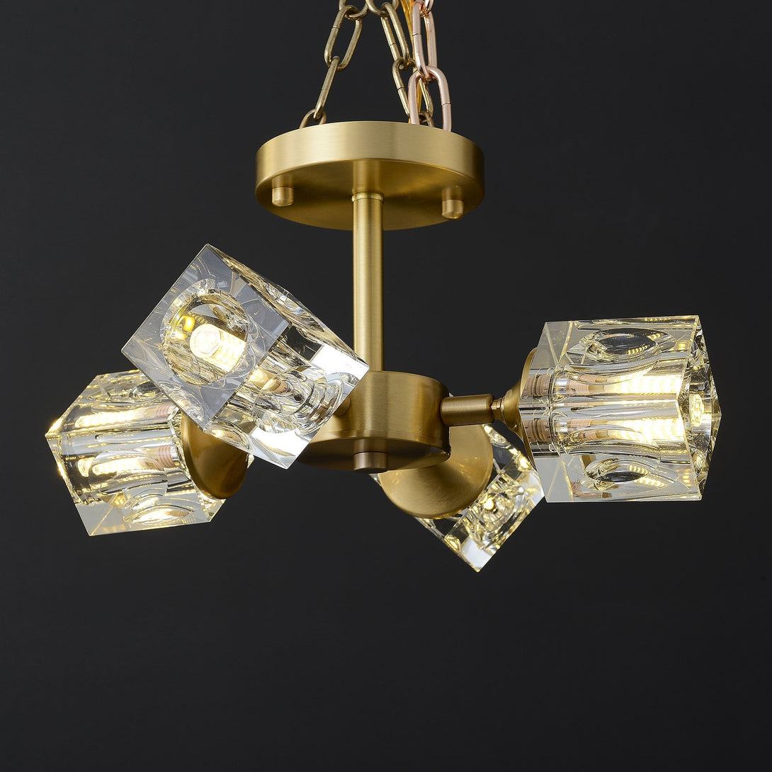 Modern Crystal Square Round Chandelier 4-Lights