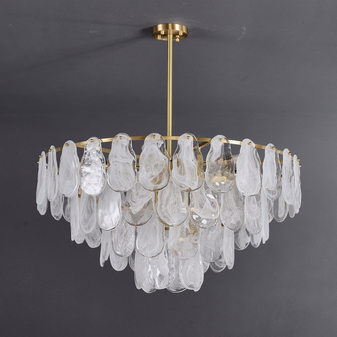 White Amber Round Chandelier