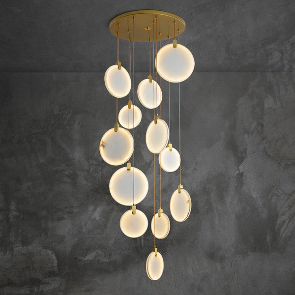 Marble disc Round Chandelier For Loft