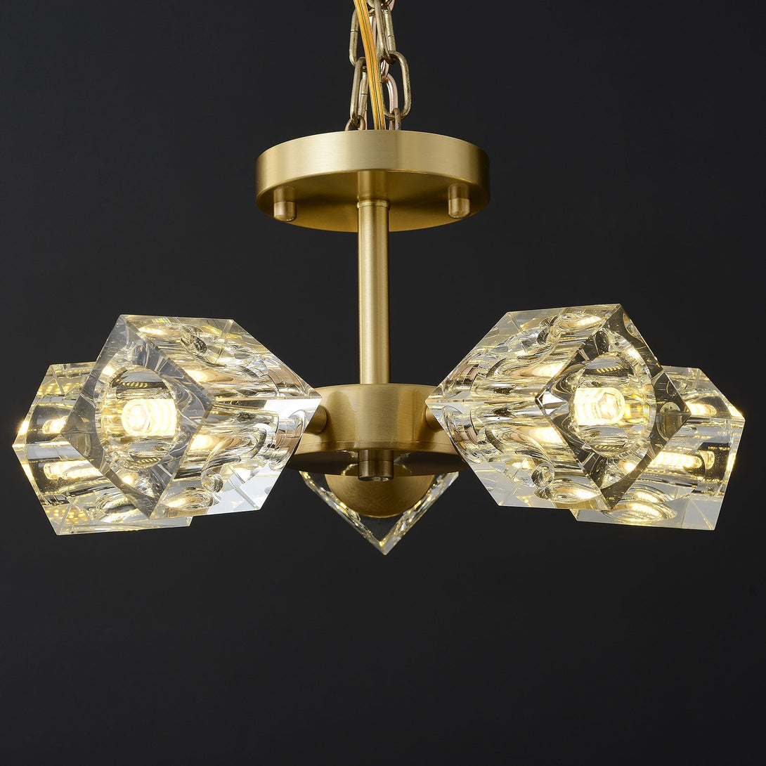 Crystal Square Round Chandelier 5-Lights