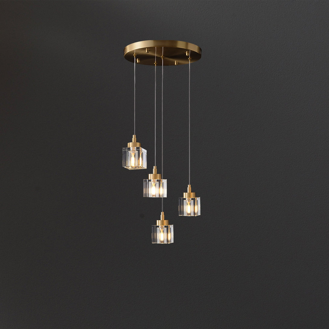 Cube Crystal Chandelier 4 Lights