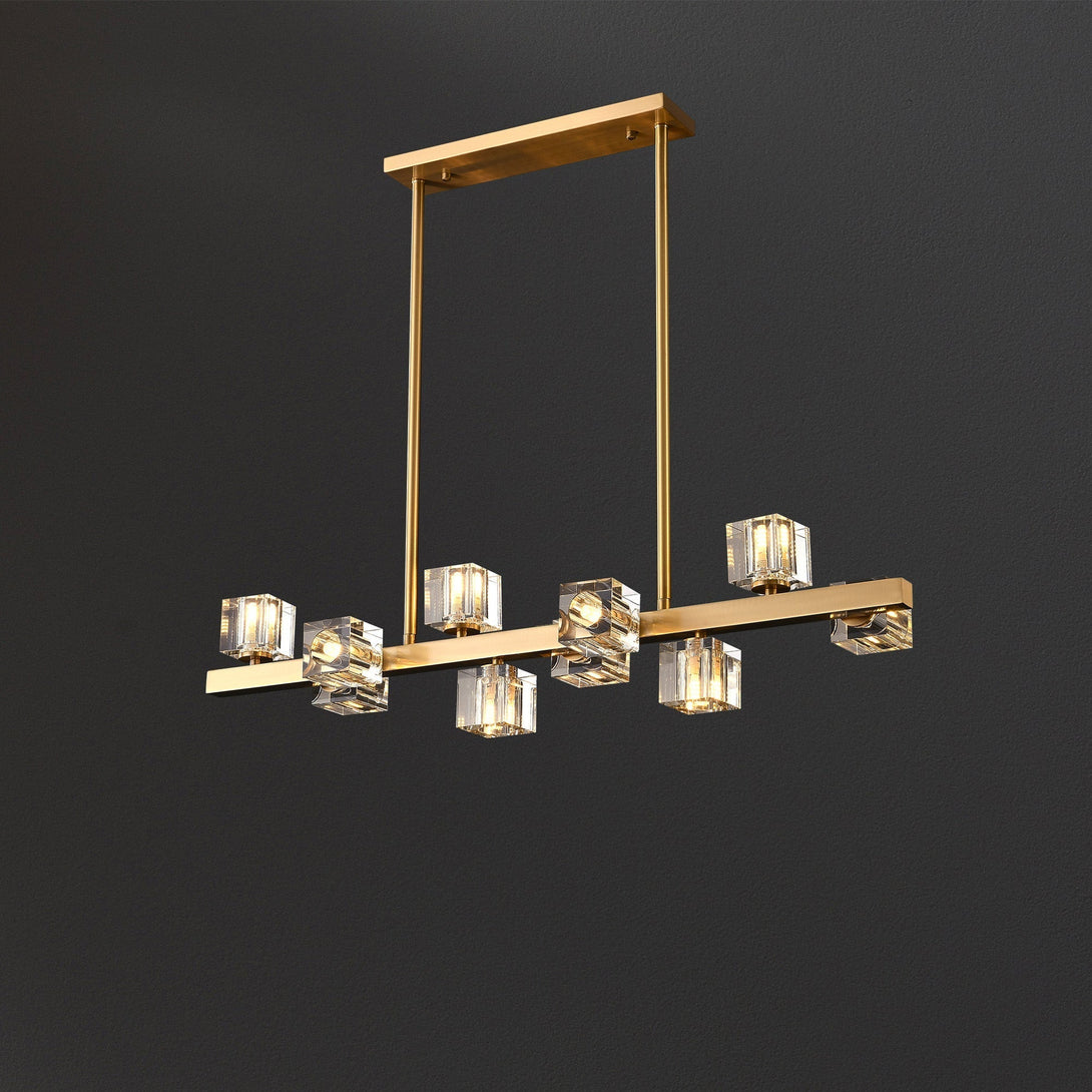 Line Cube Crystal Chandelier