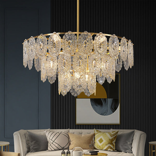 Rale Clear Glass Rod Brass Chandelier