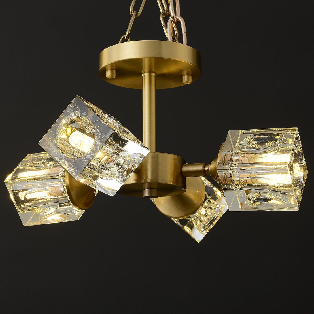 Modern Crystal Square Round Chandelier 4-Lights