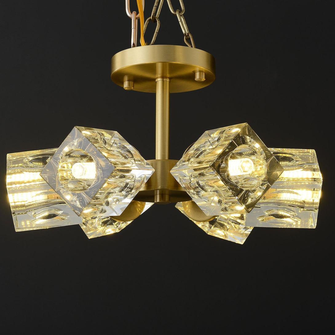 Crystal Square Round Chandelier 6-Lights