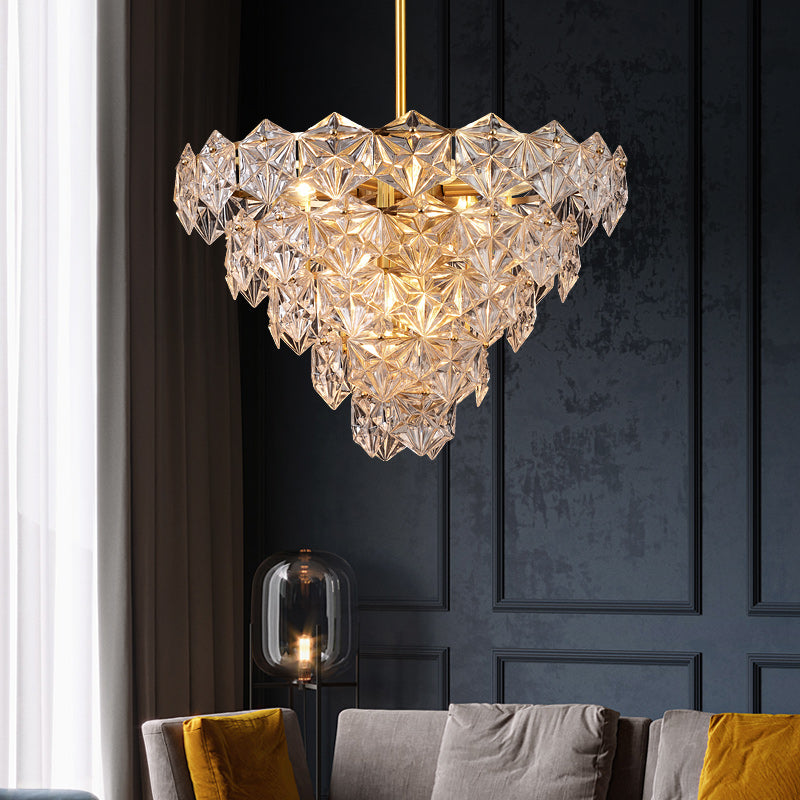 Diamond Mordern style Brass crystal glass chandelier