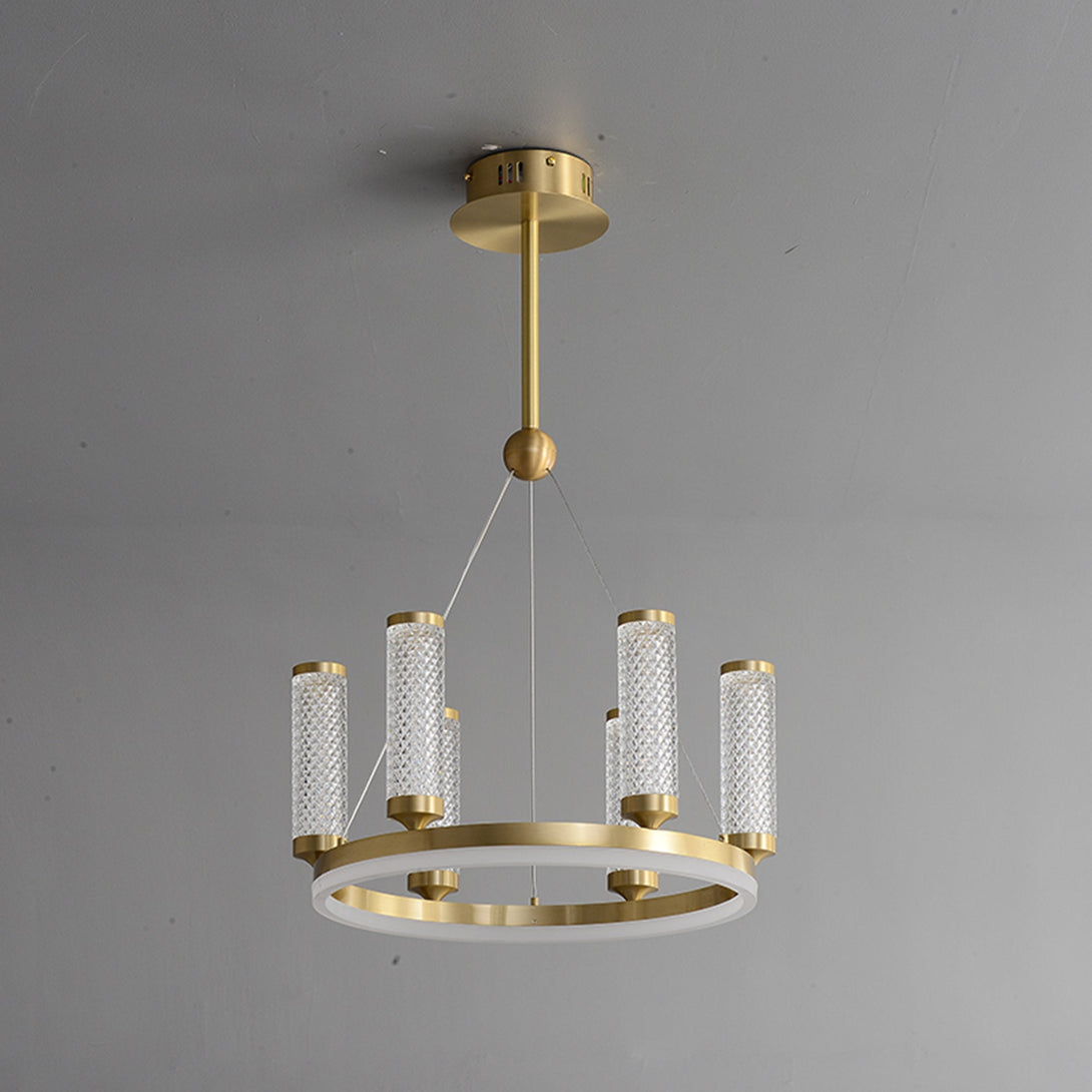 Creative Long Tube Golden Round Crystal Chandelier