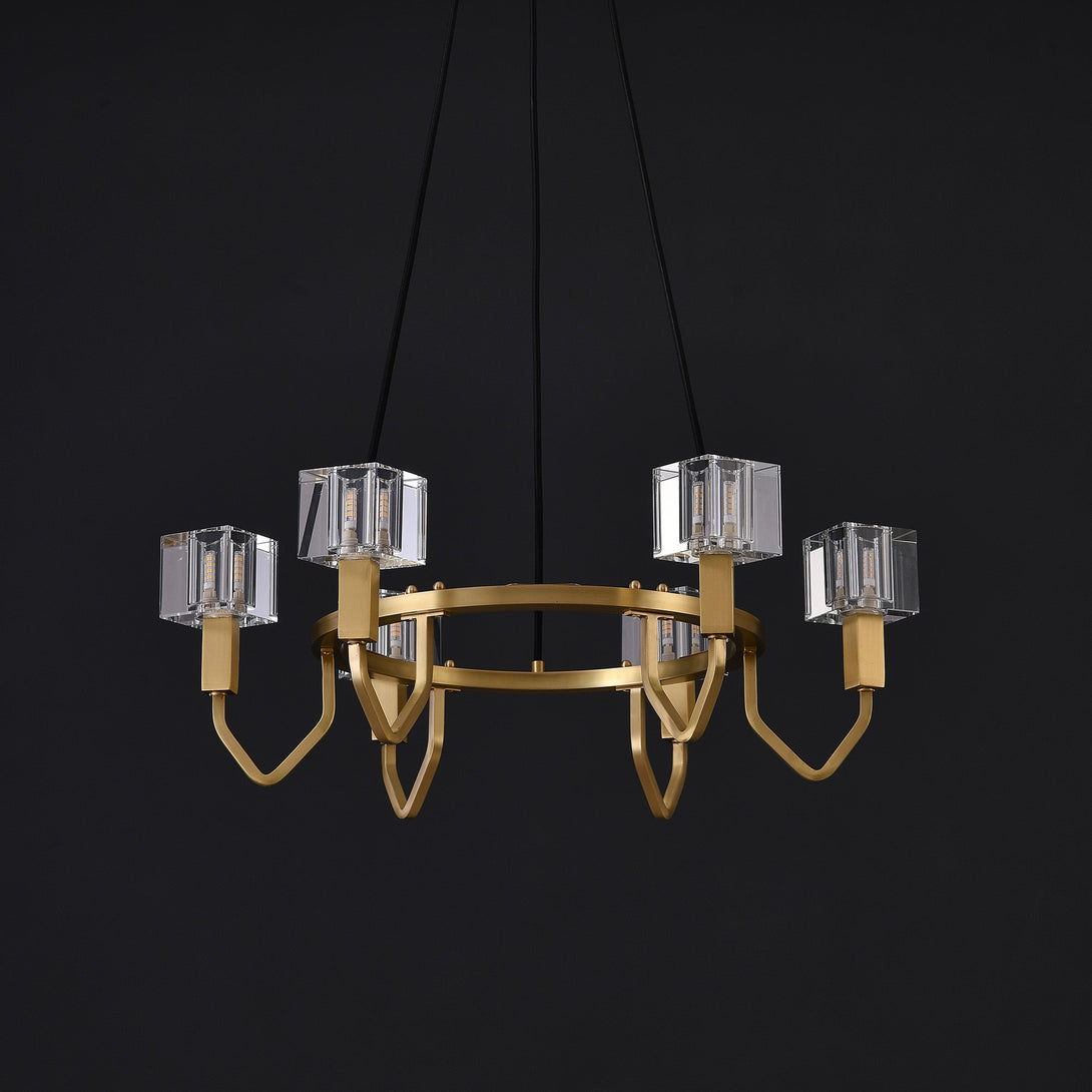 Round Cube Crystal Chandelier 6 Light