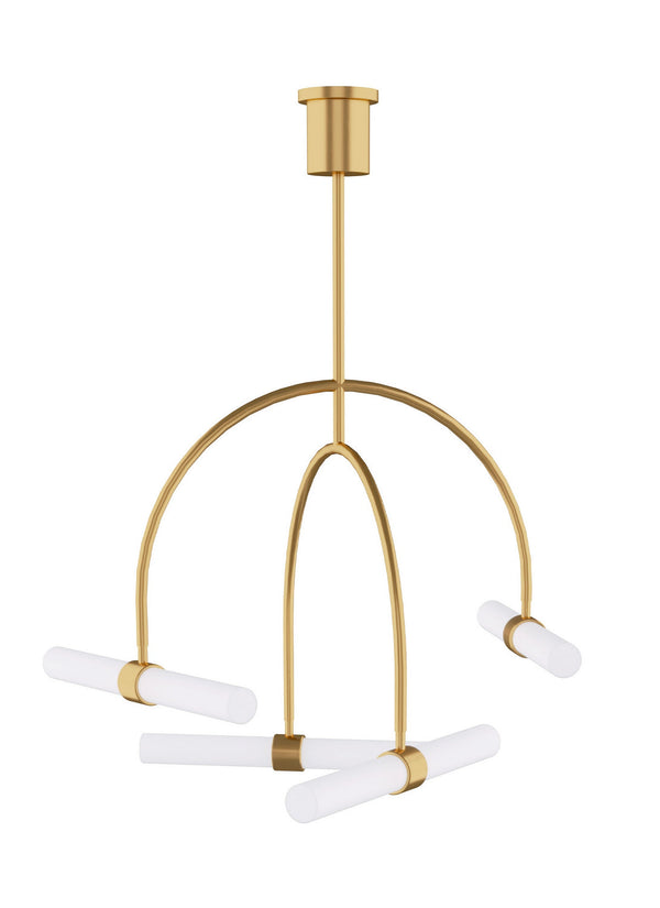 Modern Calumn LED Chandelier In Natural Brass