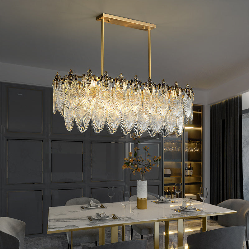 Golden Leaves Flake Crystal  Chandelier brass