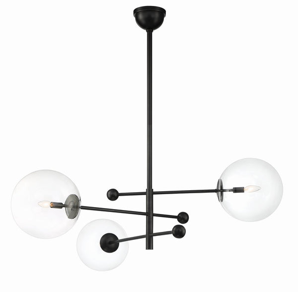 Three Light Chandelier in Black by Luce from the Daniela collection