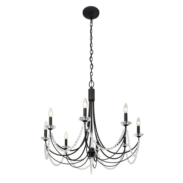 Vance  Eight Light Chandelier In Carbon Black