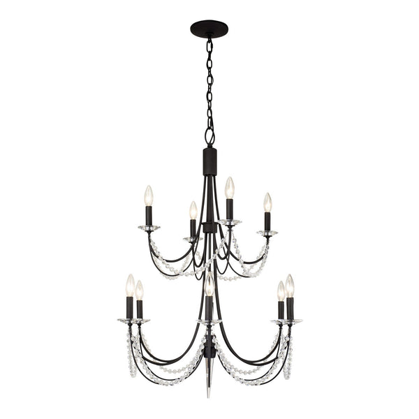 Vance  Ten Light Chandelier In Carbon Black