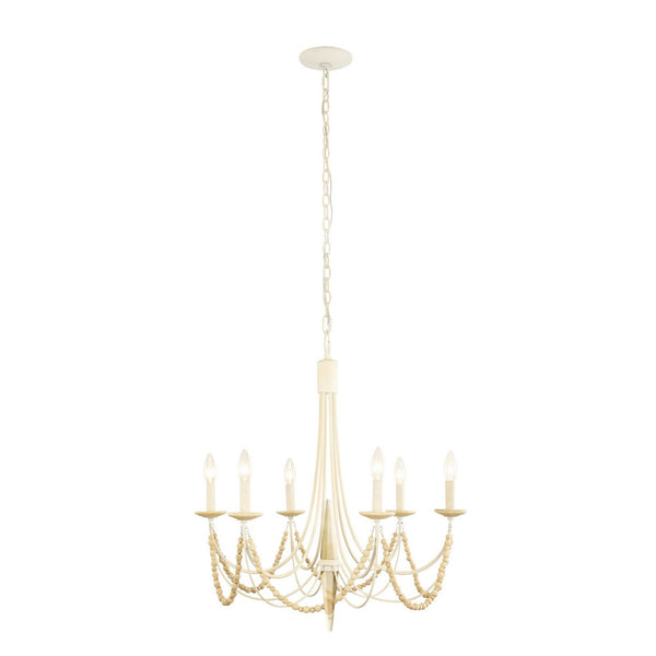 Vance  Six Light Chandelier In Country White