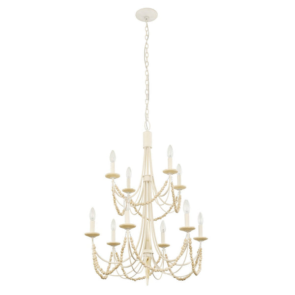 Vance  Ten Light Chandelier In Country White