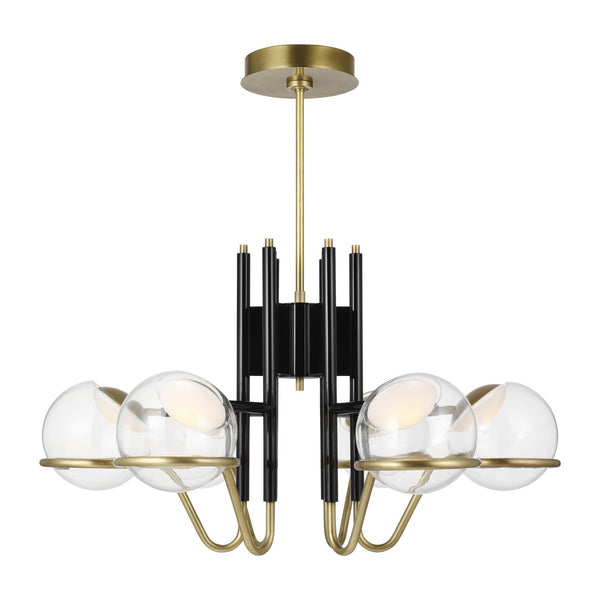 Modern Crosby LED Chandelier In Glossy Black/Natural Brass