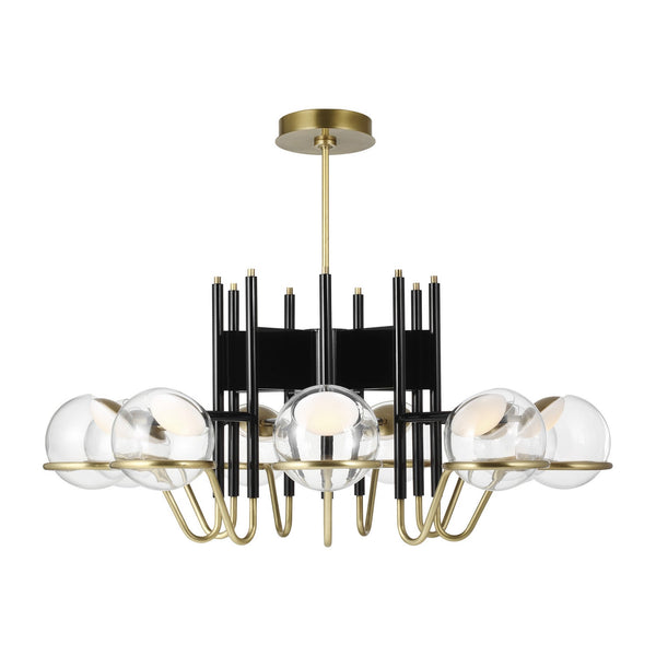 Modern Crosby LED Chandelier In Glossy Black/Natural Brass