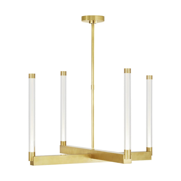 Modern Phobos LED Chandelier In Natural Brass