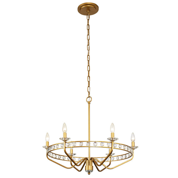 Varaluz Monroe Six Light Chandelier In Antique Gold