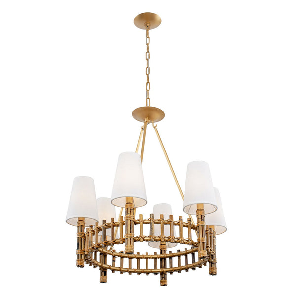 Varaluz Nevis Six Light Chandelier In French Gold