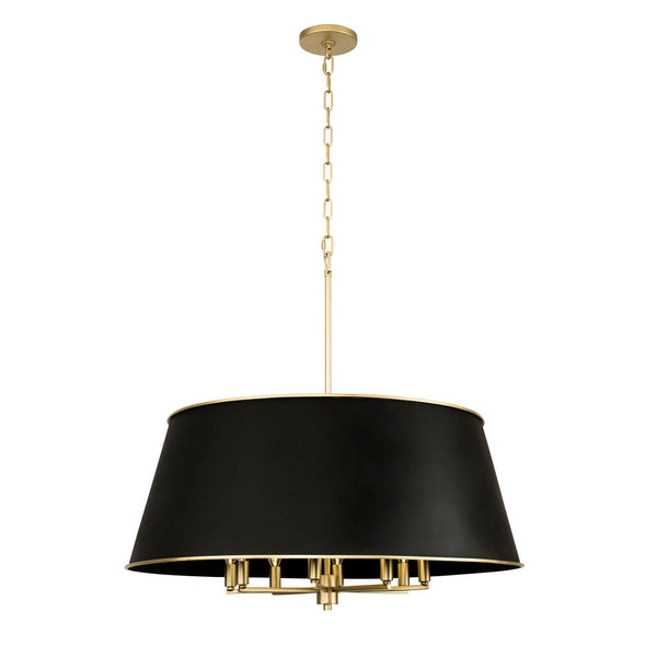 Varaluz Coco Eight Light Pendant In Matte Black/French Gold