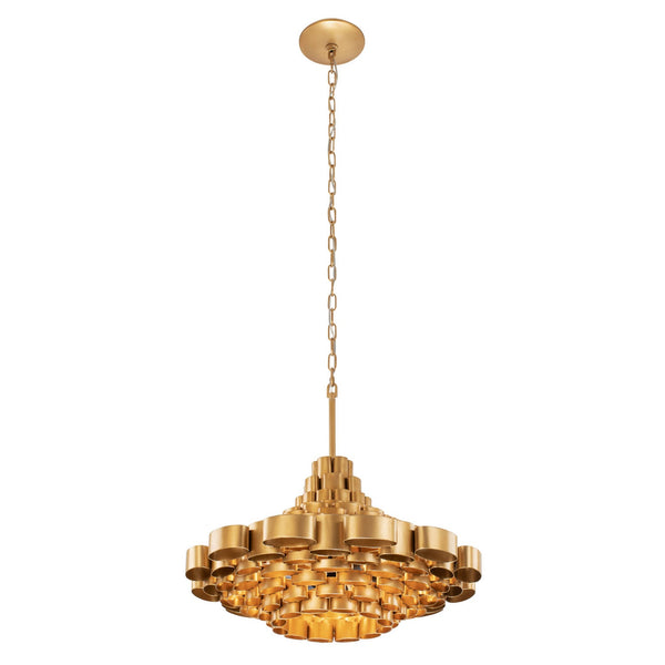 Varaluz Totally Tubular Six Light Pendant In Antique Gold/Carbon Black