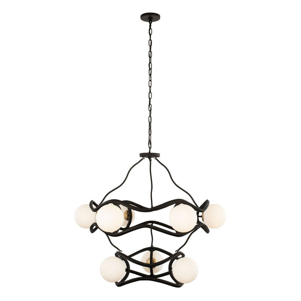 Varaluz Black Betty Nine Light Chandelier In Carbon/French Gold