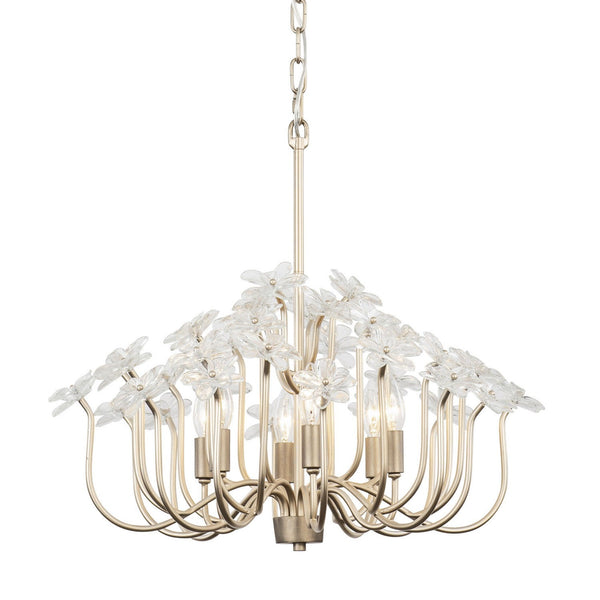 Logan Wildflower Six Light Chandelier In Gold Dust/Artifact