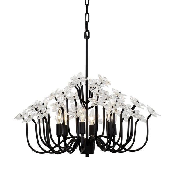 Logan Wildflower Six Light Chandelier In Matte Black