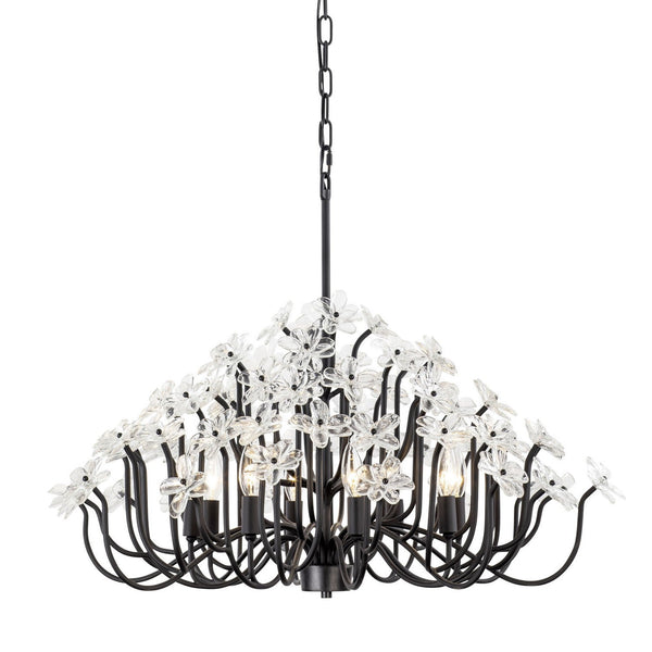 Logan Wildflower Eight Light Chandelier In Matte Black