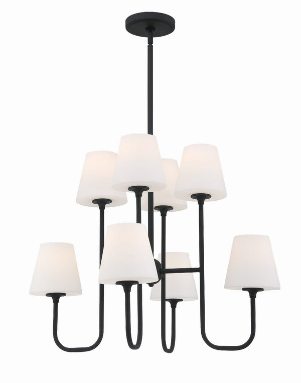 Crystorama Keenan Eight Light Chandelier In Black Forged