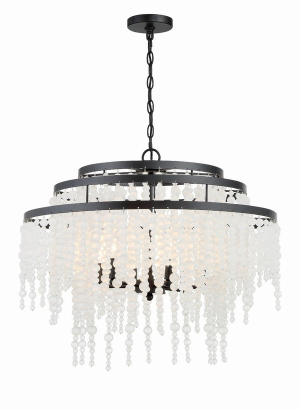 Crystorama Poppy Six Light Chandelier In Matte Black