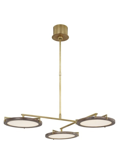 Modern Shuffle LED Chandelier In Natural Brass