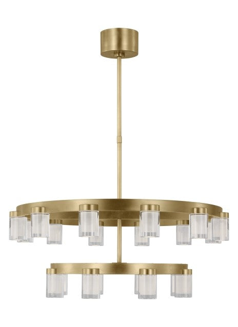 Ella LED 2-tiers Chandelier In Natural Brass 32"