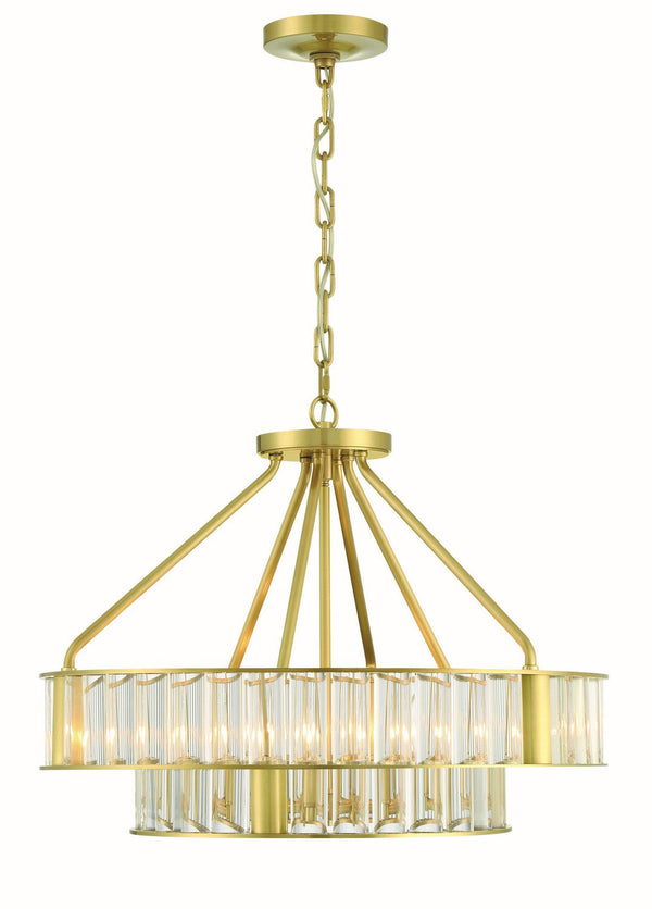 Crystorama Farris Six Light Chandelier In Aged Brass