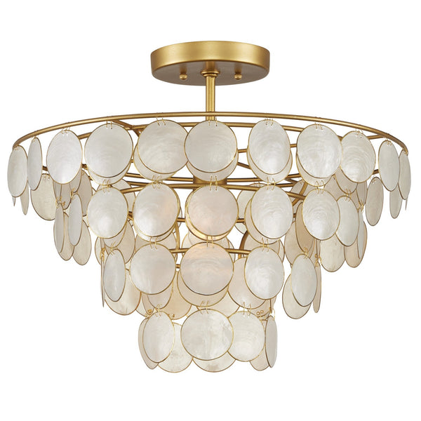 Currey and Company One Light Semi-Flush Mount In Natural/Gold