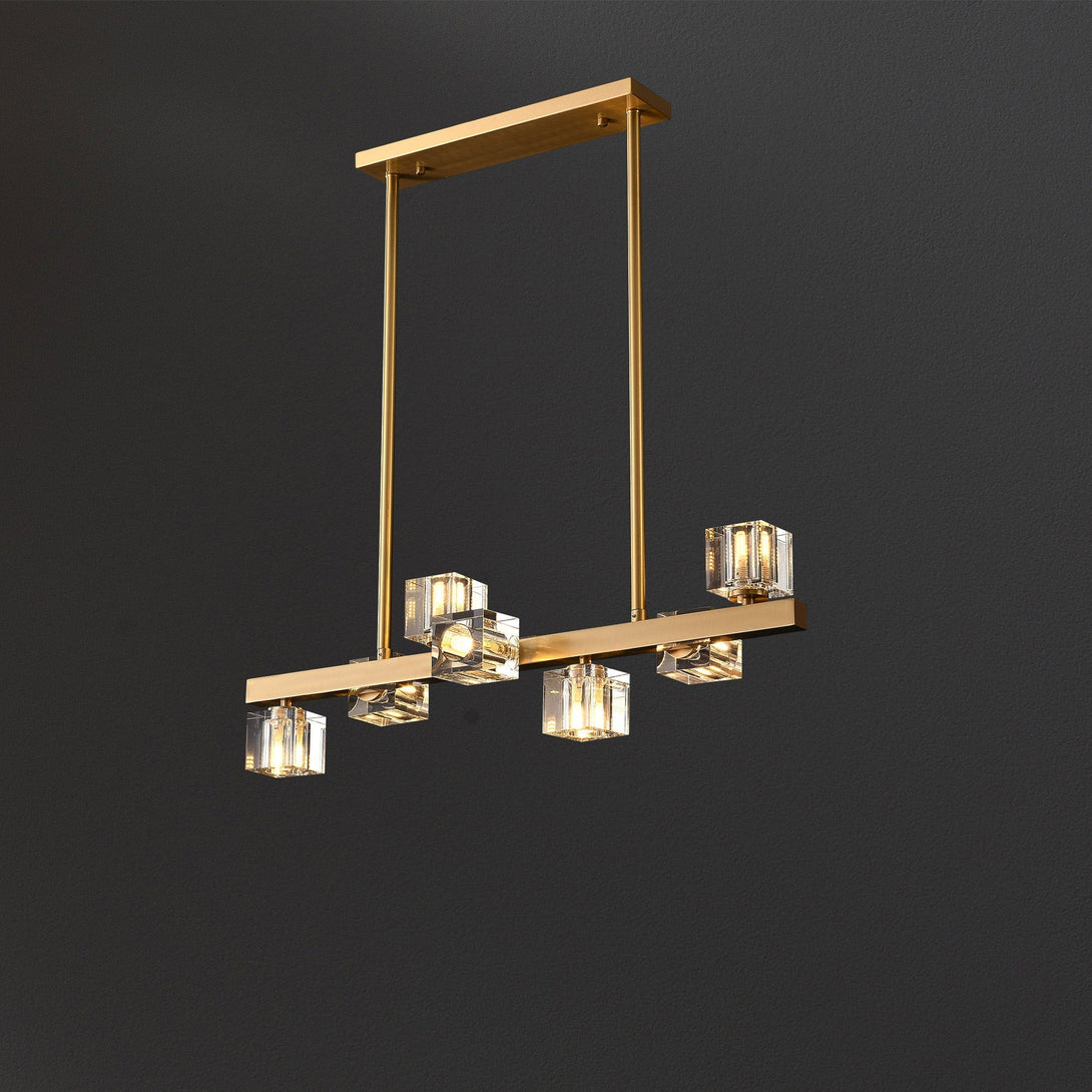 Line Cube Crystal Chandelier