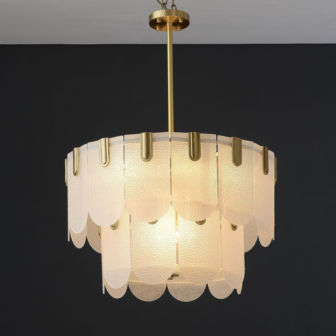 Diamond White Brass Glass Chandelier