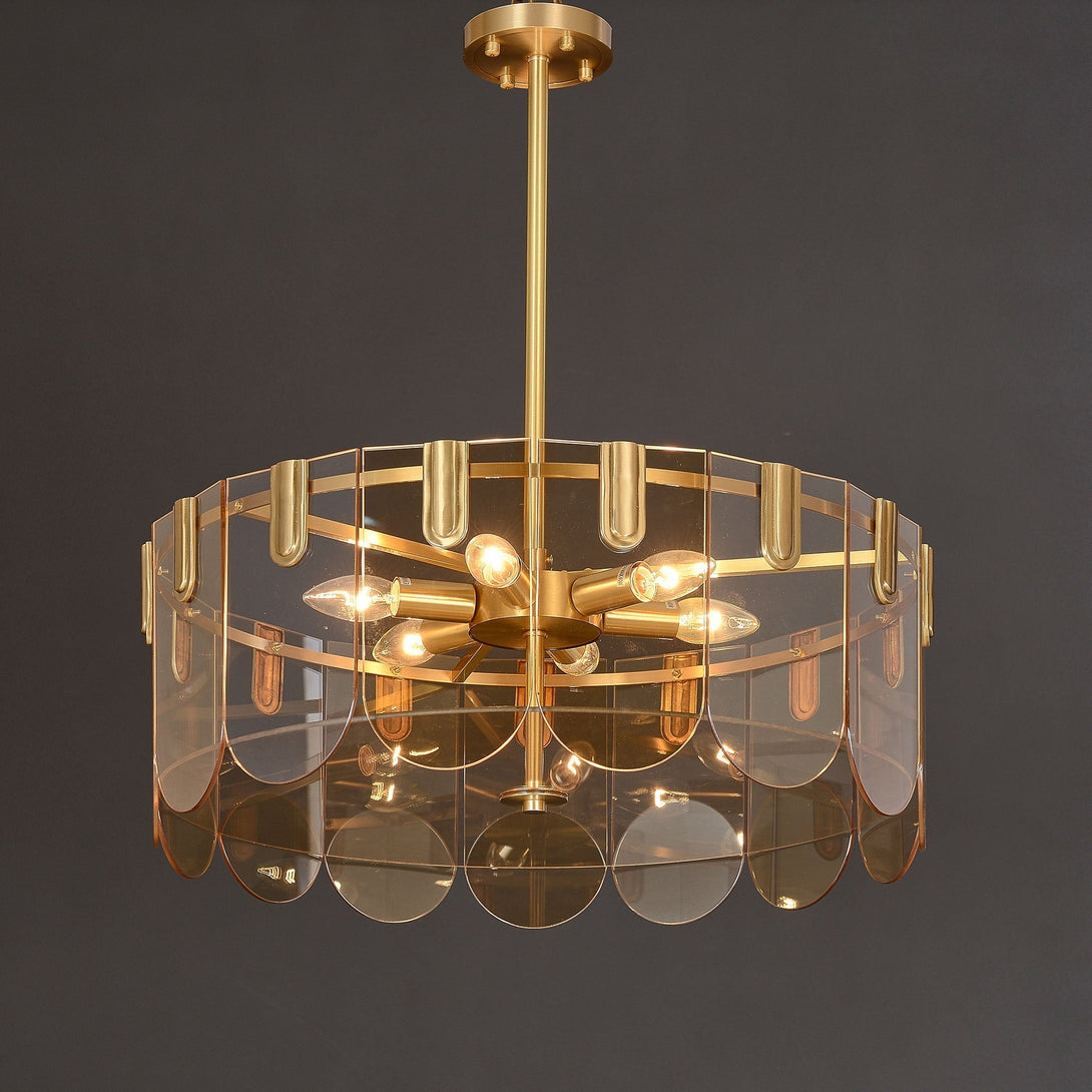 Evale Brass Glass Chandelier