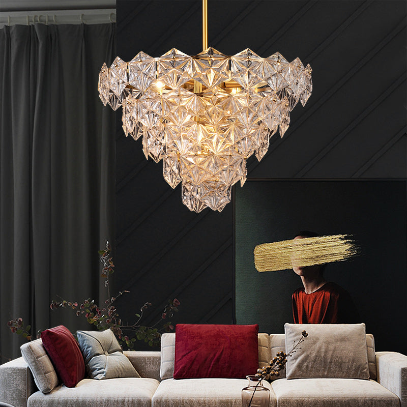 Diamond Mordern style Brass crystal glass chandelier