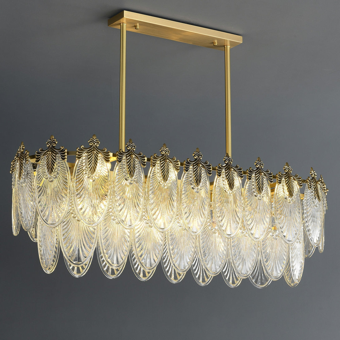 Golden Leaves Flake Crystal  Chandelier brass